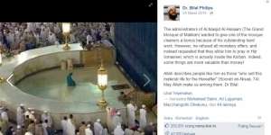 Petugas Kebersihan Masjidil Haram Salat di Hijr Ismail