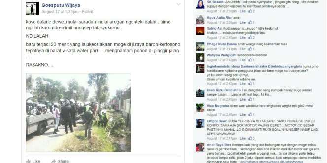 Pengendara Moge Kecebur Got, Warga Malah Bersorak