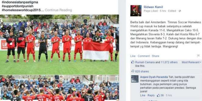 Timnas Indonesia Melaju di `Homeless World Cup 2015`