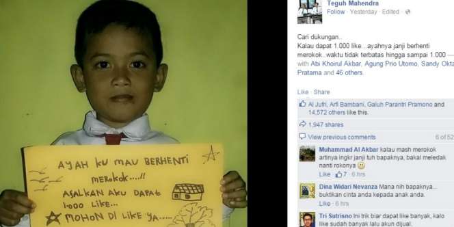 `1.000 Like Agar Ayah Berhenti Merokok!`