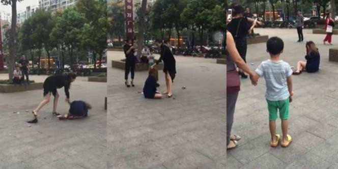 Sosmed Heboh Istri Hajar Selingkuhan Suami di Taman Kota