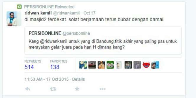 Persib Mau Rayakan Kemenangan Piala Presiden 2015 di Masjid?