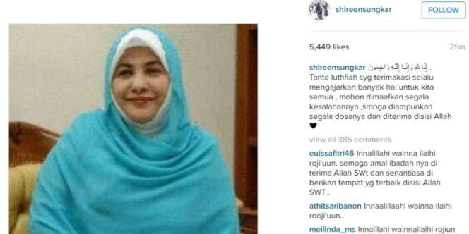 Shireen Sungkar Berduka, Ustazah Lutfiah Wafat
