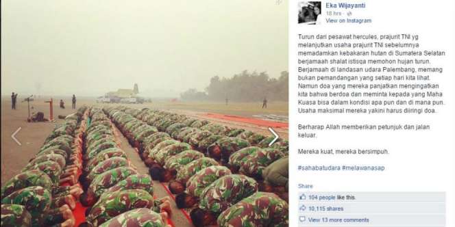 Prajurit TNI Salat Istisqa di Lanud Palembang