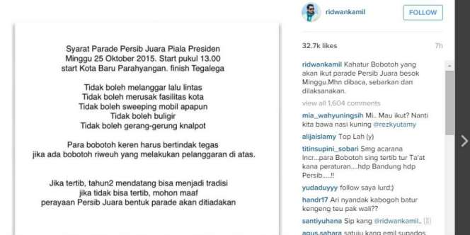 Ini Syarat Ridwan Kamil Untuk Parade Perayaan Juara Persib
