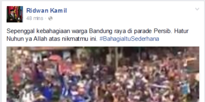 Selesai Parade Persib, Kang Emil 'Curhat' di Sosmed