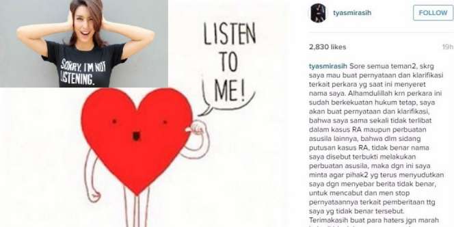 Terseret Kasus Asusila, Tyas Mirasih Buka Suara