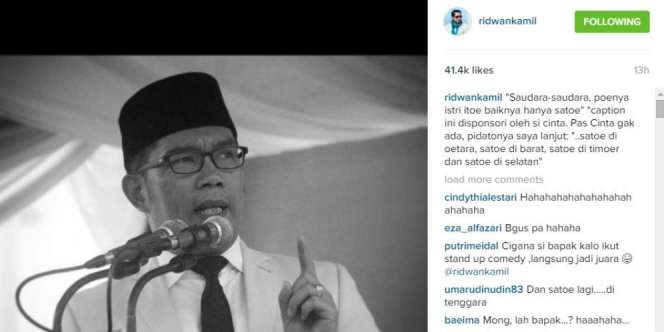 Ridwan Kamil `Pidato` tentang Poligami