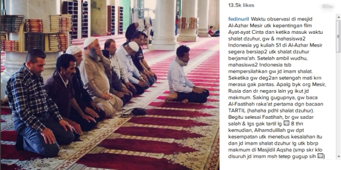 Kala Fedi Nuril Jadi Imam Salat di Masjidil Aqsa