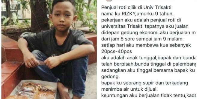 Kisah Bocah Penjual Roti Luluhkan Hati Netizen