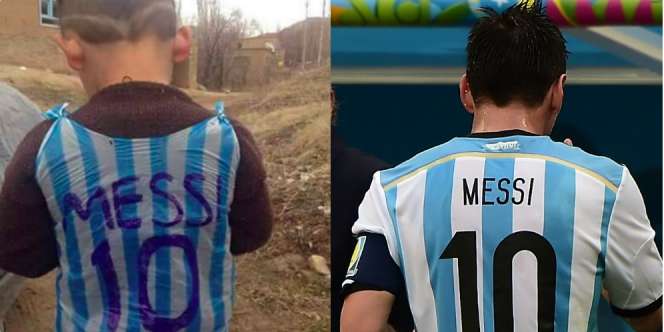 Messi Akhirnya Temui Bocah Berkostum Kresek