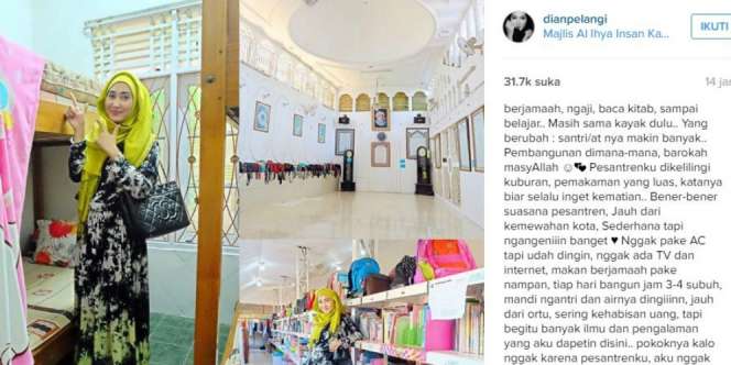 Dian Pelangi Lepas Rindu `Nyantri` di Pesantren