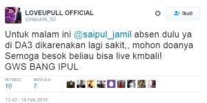Diringkus Polisi, Saipul Jamil Disebut Sedang Sakit