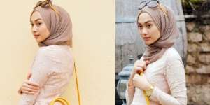 Indah Nada Puspita: Cantik dengan Gaun Peach di Musim Dingin
