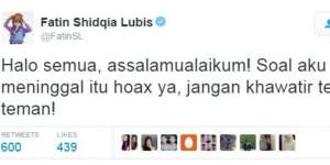 Fatin Shidqia Tepis Isu Meninggal Dunia