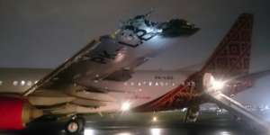 Tabrakan di Bandara Halim, Sayap Batik Air Terbakar