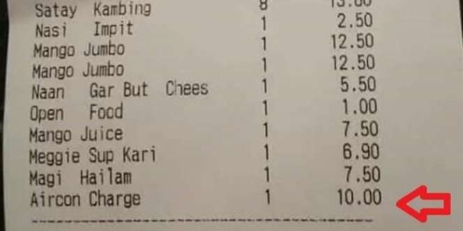 Digetok Restoran, Ada Tagihan Biaya AC di Bon Makan