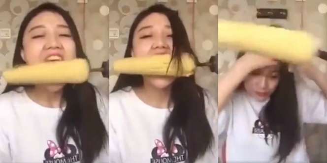 Cewek Cantik Nekat Makan Jagung Pakai Bor, Lihat yang Terjadi