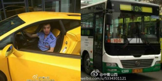 Heboh Sopir Bus Berangkat Kerja Naik Lamborghini
