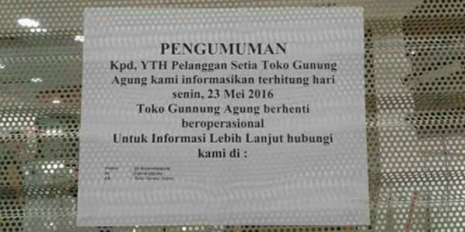 Heboh Toko Buku Legendaris Gunung Agung Tutup