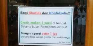 Setor 1 Juz, Warung Makan Gratiskan 5 Porsi Buka Puasa