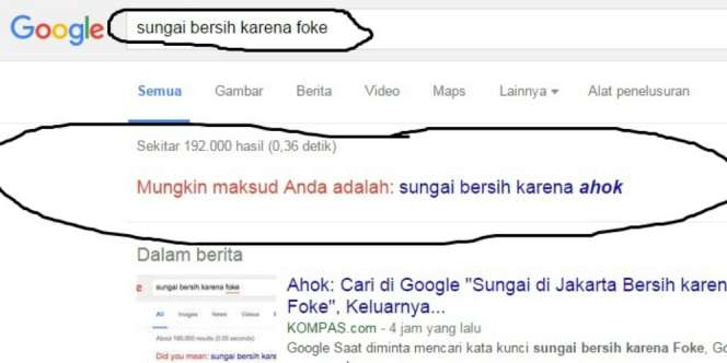 Tulis 'Sungai Bersih karena Foke' di Google, Lihat Hasilnya