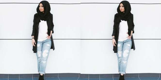 Inspirasi Pemakaian Ripped Jeans buat Hijabers