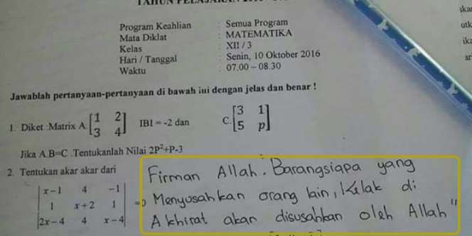 Soal Matematika Susah, Jawaban Si Murid Bikin Geleng Kepala