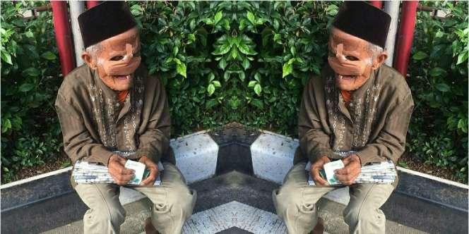 Berwajah Penuh Perban, Kisah Kakek Penjual Koran Buat Haru