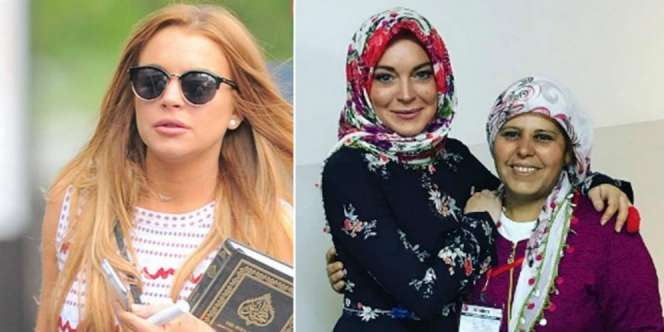 Masyallah, Cantiknya Lindsay lohan Mengenakan Hijab