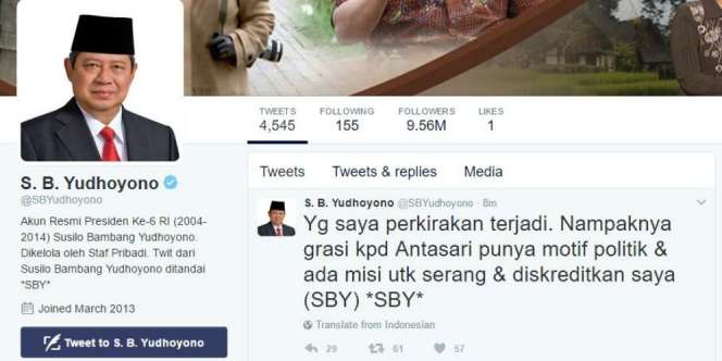 Diserang Antasari Azhar, SBY: Apa Belum Puas Terus Memfitnah
