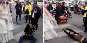 Pengantin Wanita Seret Calon Suami Pakai Rantai