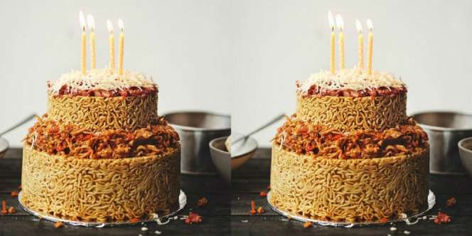 `Kue` Ulang Tahun dari Mie Instan yang Bikin Ngiler