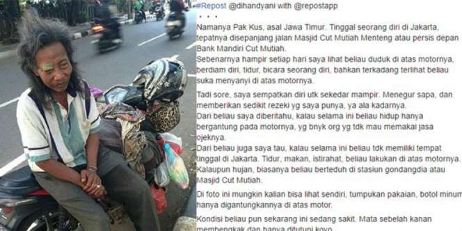 Kisah Tukang Ojek Jarang Dapat Penumpang Ini Bikin Terenyuh