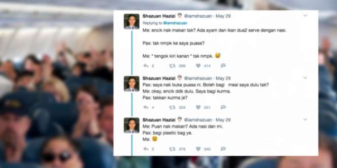 Pengalaman Kocak Pramugara Layani Penumpang Saat Puasa
