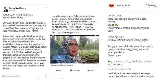 Sebut Jupe Belum Meninggal, Wanita Ini Bikin Geger