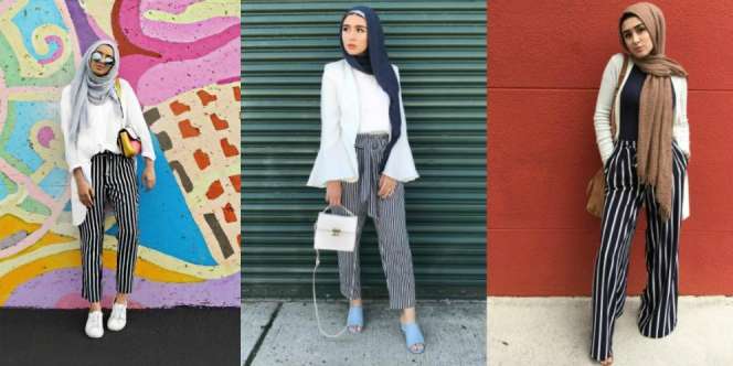 Pilihan Celana Garis yang Cocok untuk Hijabers