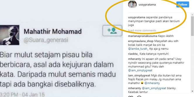 Ussy Unggah Status 'Sindiran', Andhika: Semoga Orangnya Sadar