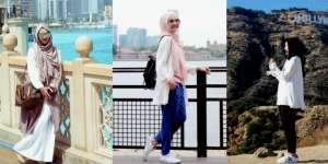 Padupadan Busana Putih Simpel Keren ala Rina Nose