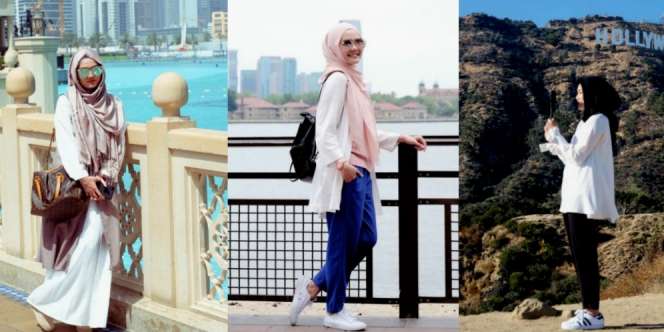 Padupadan Busana Putih Simpel Keren ala Rina Nose