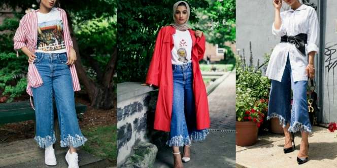 Style Fringe Jeans yang Menarik dari Hijabers Amerika