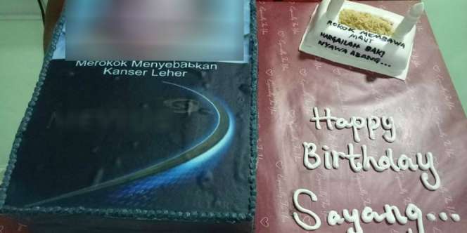 Tolak Stop Merokok, Suami Dapat Kue Ultah Batu Nisan