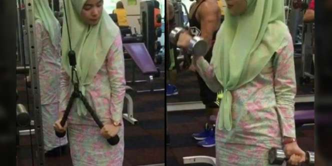 Hijaber Syar`i Ini Rajin Fitnes, Ternyata...