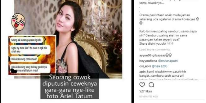 Karena Like Foto Ariel Tatum, Cowok Ini Putus dengan Pacarnya