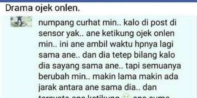 Curhat Pacar 'Ditikung' Sopir Ojek Online