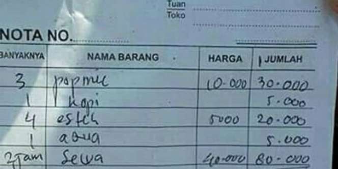 Warung Pantai Yogya Masukkan Sewa Gubuk di Bon, Netizen Geger!