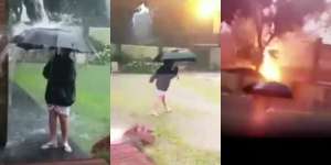 Momen Mendebarkan Bocah Main Hujan Nyaris Tersambar Petir