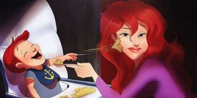 Lihat Kerepotan Putri Disney yang Anggun Mengurus Bayi