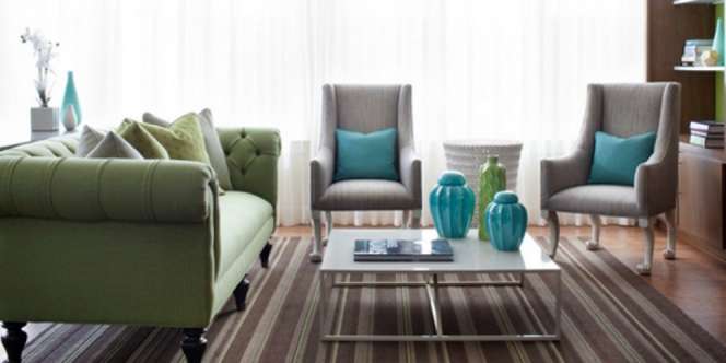 Perpaduan Manisnya Warna Hijau dan Abu-abu untuk Ruang Tamu