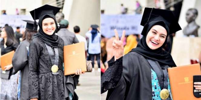 Tampil Monokrom, Zee Zee Shahab Makin Cantik Saat Wisuda S2